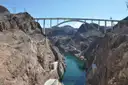 The arched bypass bridge high over the Black Canyon near Hoover Dam