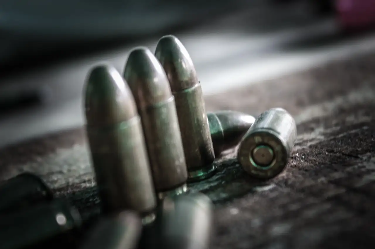 Close-up of bullets on a dark surface